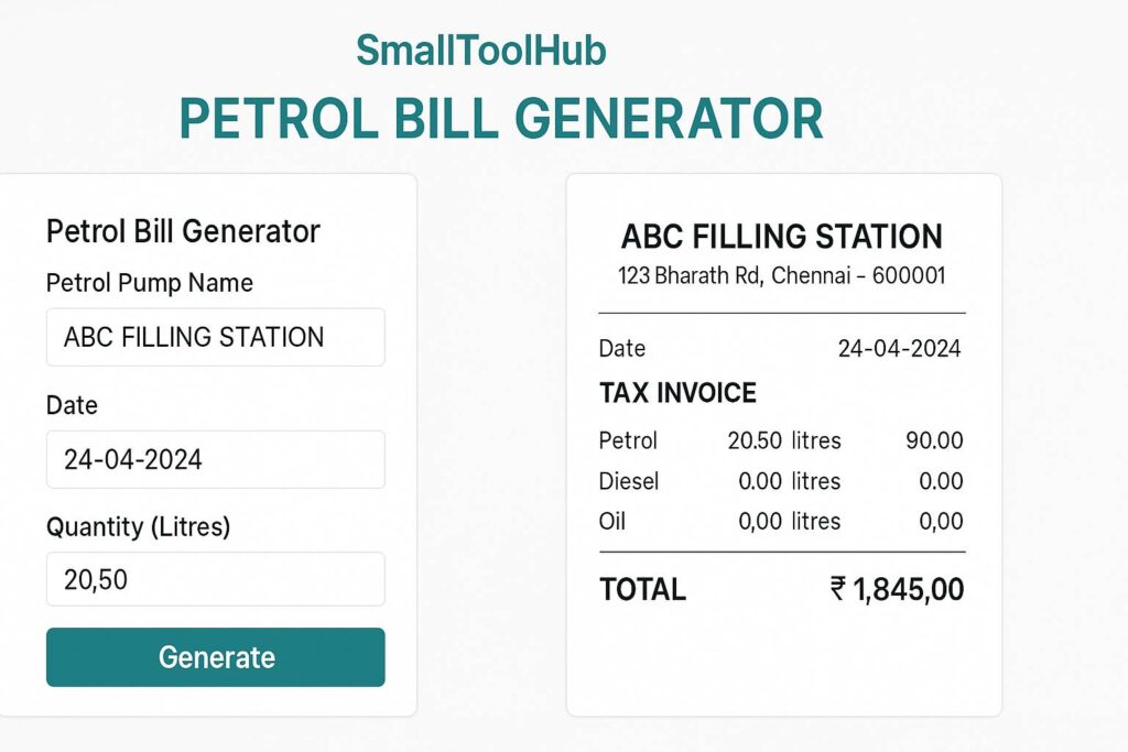 Petrol pump receipt generator
