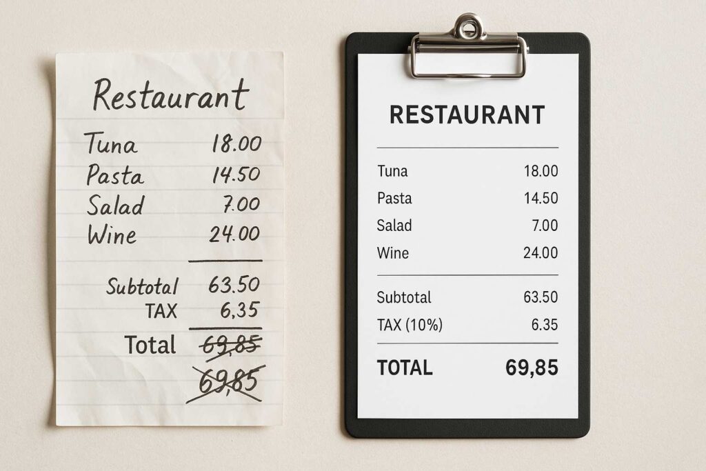 restaurant bill online
