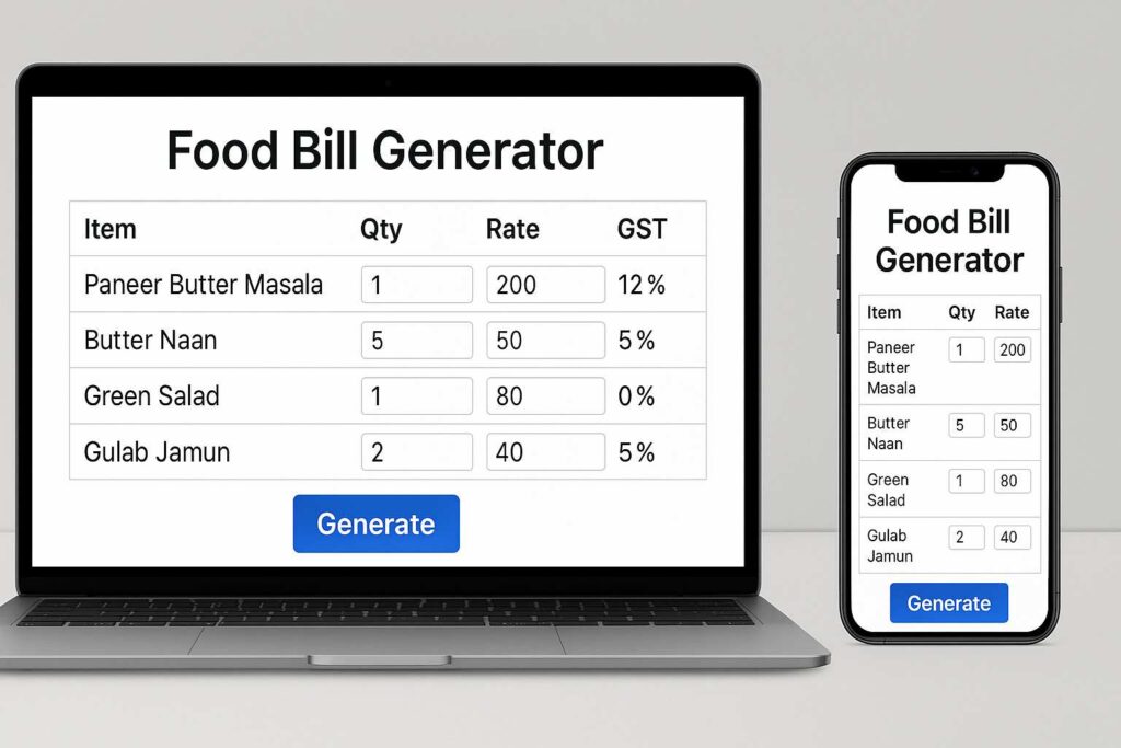 online food bill generator