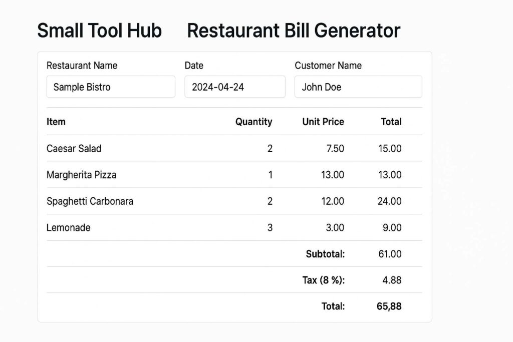 bill generator food