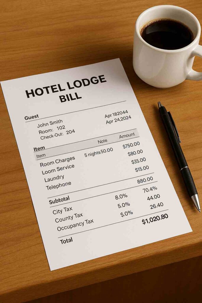 hotel lodge bill
