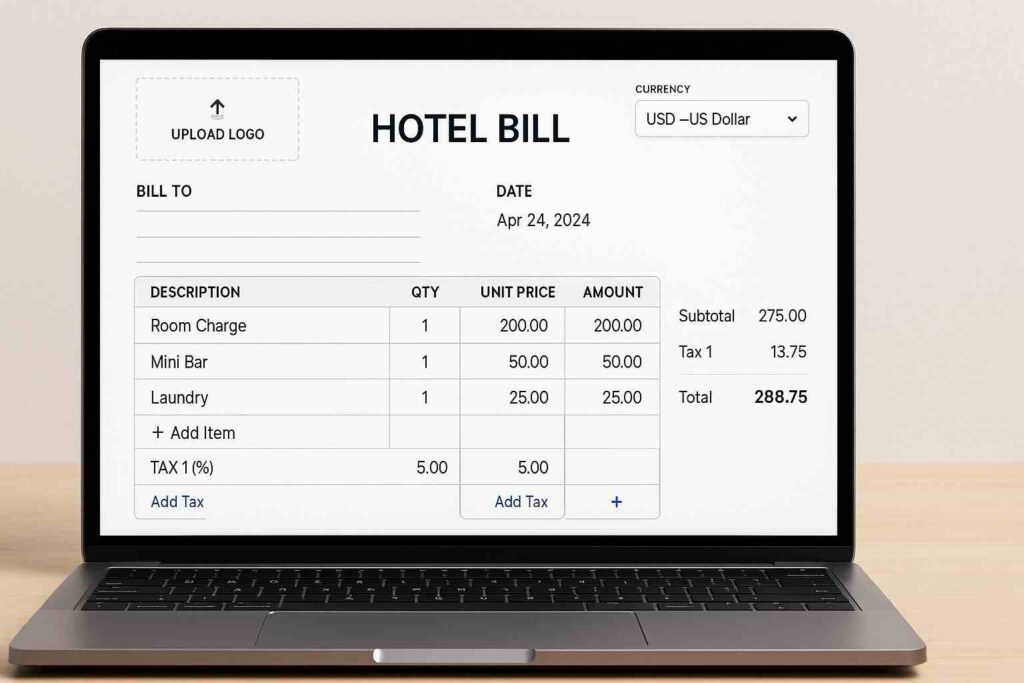 simple hotel bill format
