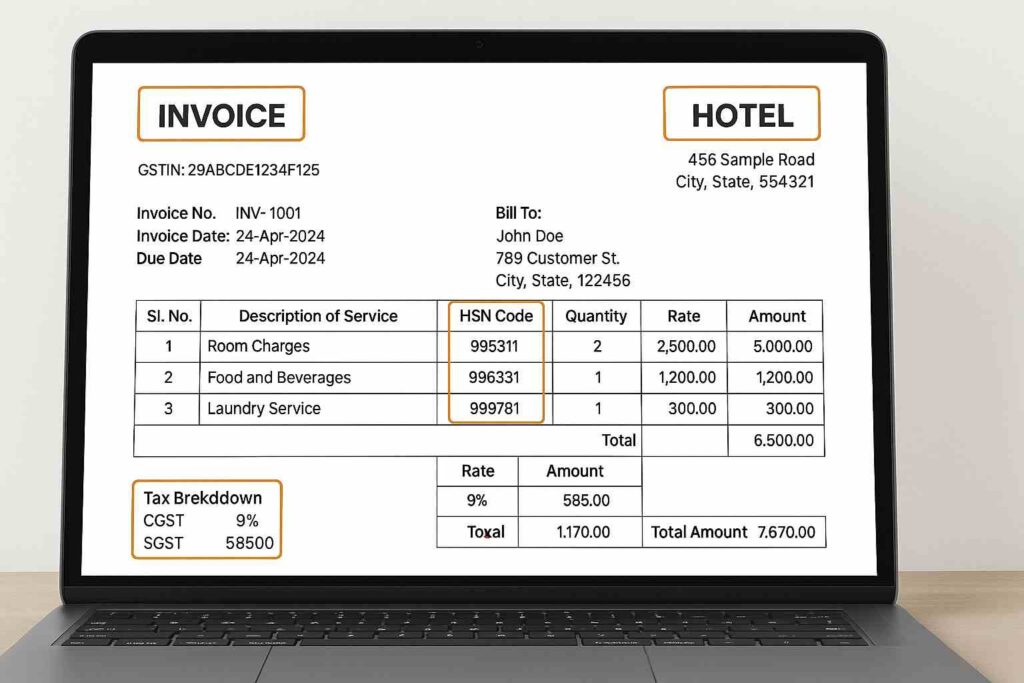 indian hotel bill format