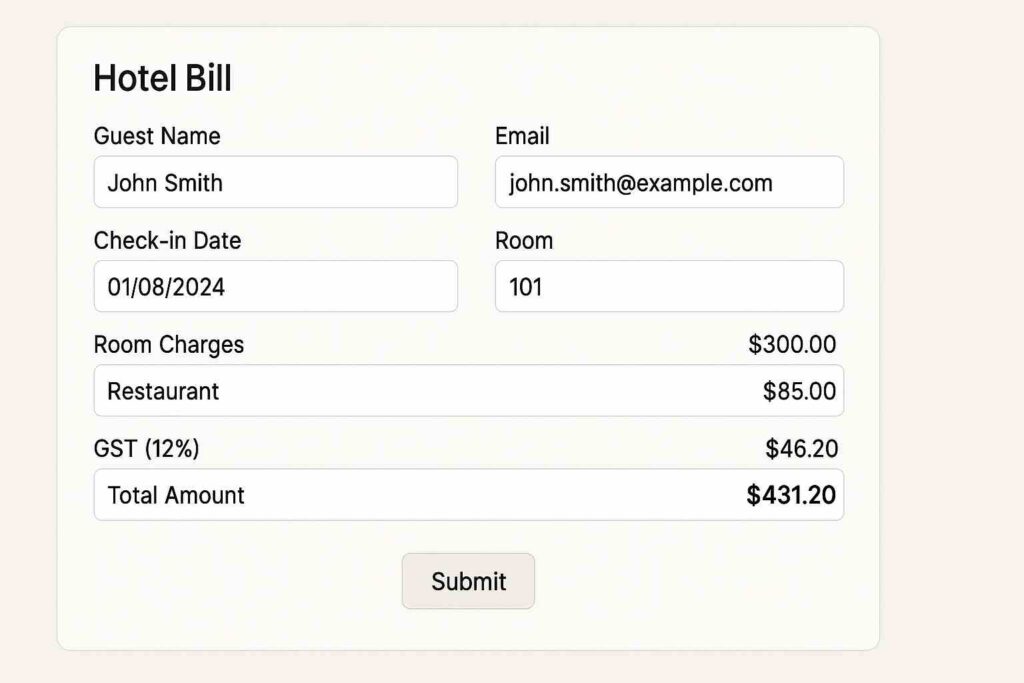 how to make hotel bill