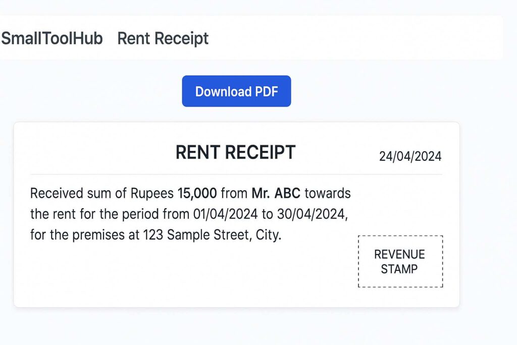 online rent receipt without revenue stamp