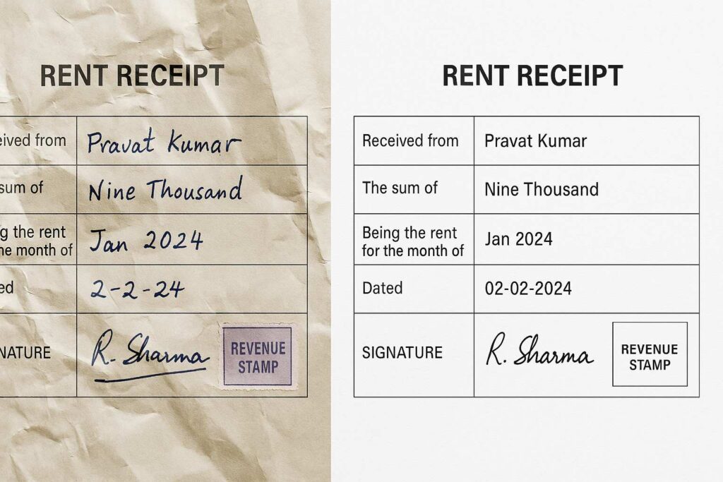 rent receipt for hra