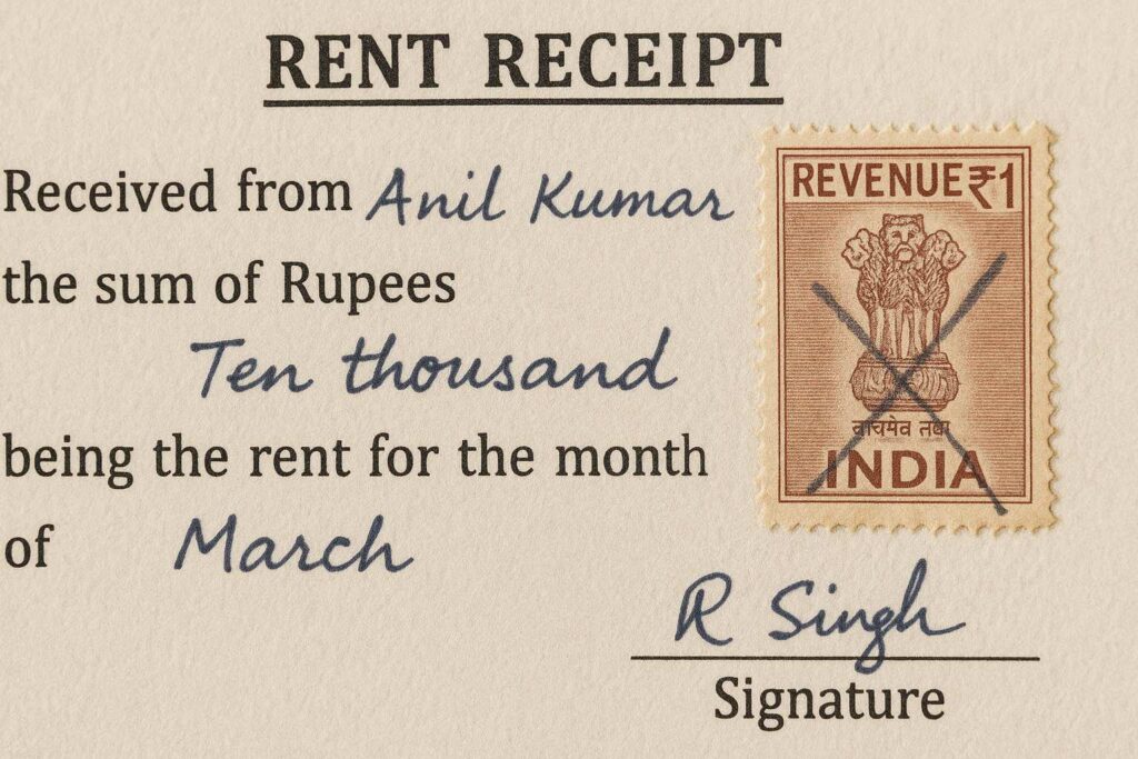 rent receipt with stamp online