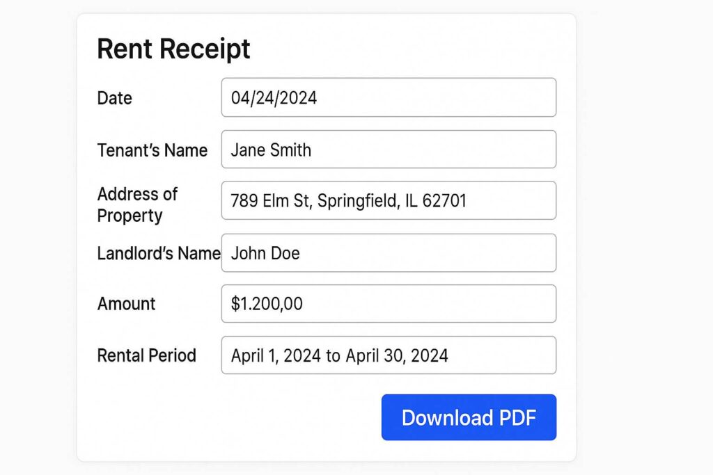 online rent receipt PDF
