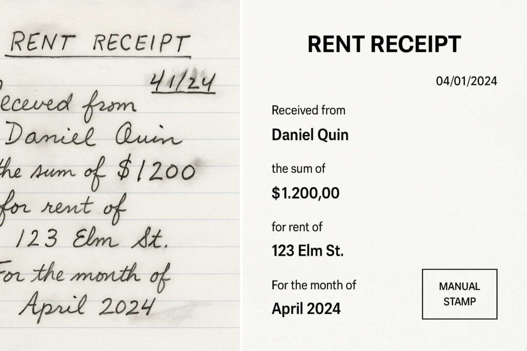 print rent receipt