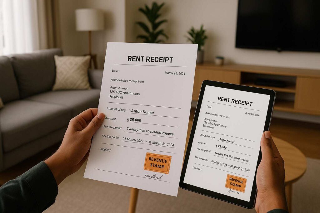 editable rent receipt with revenue stamp