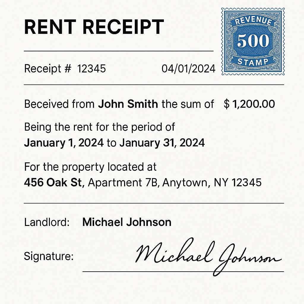 rent receipt template India
